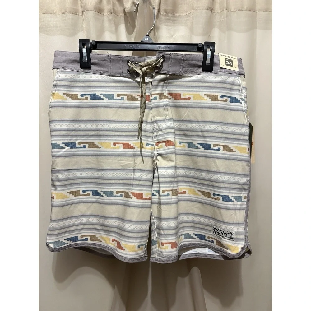 Faherty Bruja Board Shorts Temple Tracks Sand Size 34 NWT